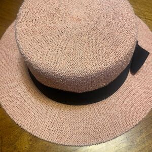 Elegant Pink Hat with Black Accent